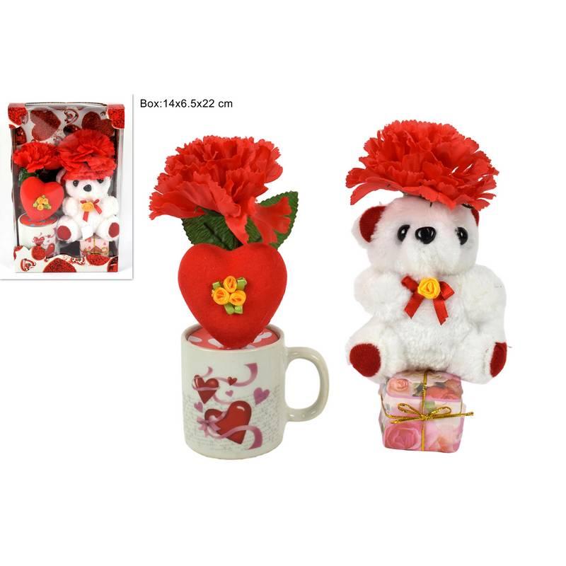 Taza ceramica con oso y flor