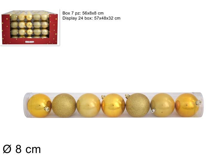 Bolas de navidad,  7 piezas 8 cm dorado 