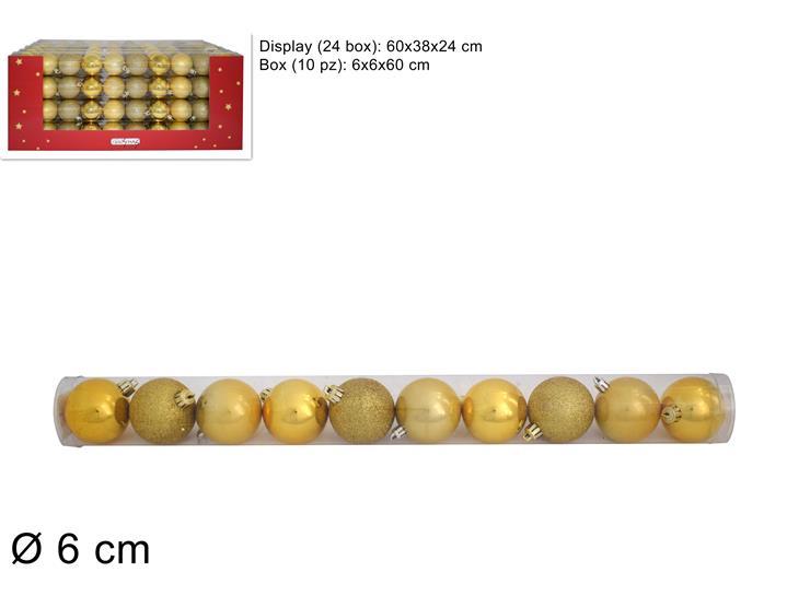 Bolas de navidad,  10 piezas 6 cm dorado 