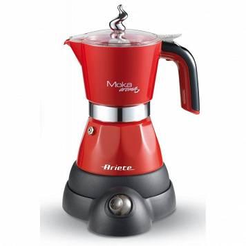 Cafetera Eléctrica  Moka (REF.1368) 4-6 Tazas M.Ariete, Color Rojo, Base  Independiente, sin cable, apoyo 360 grados.