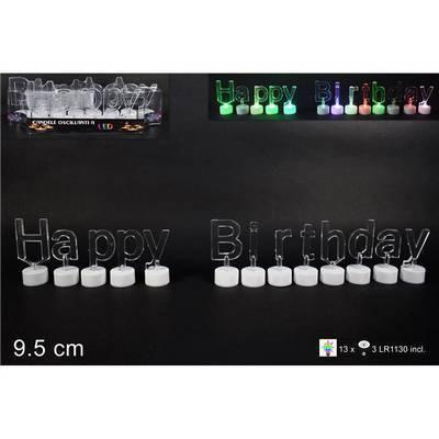 Cartel con luces con escrita happy birthday 9.5cm