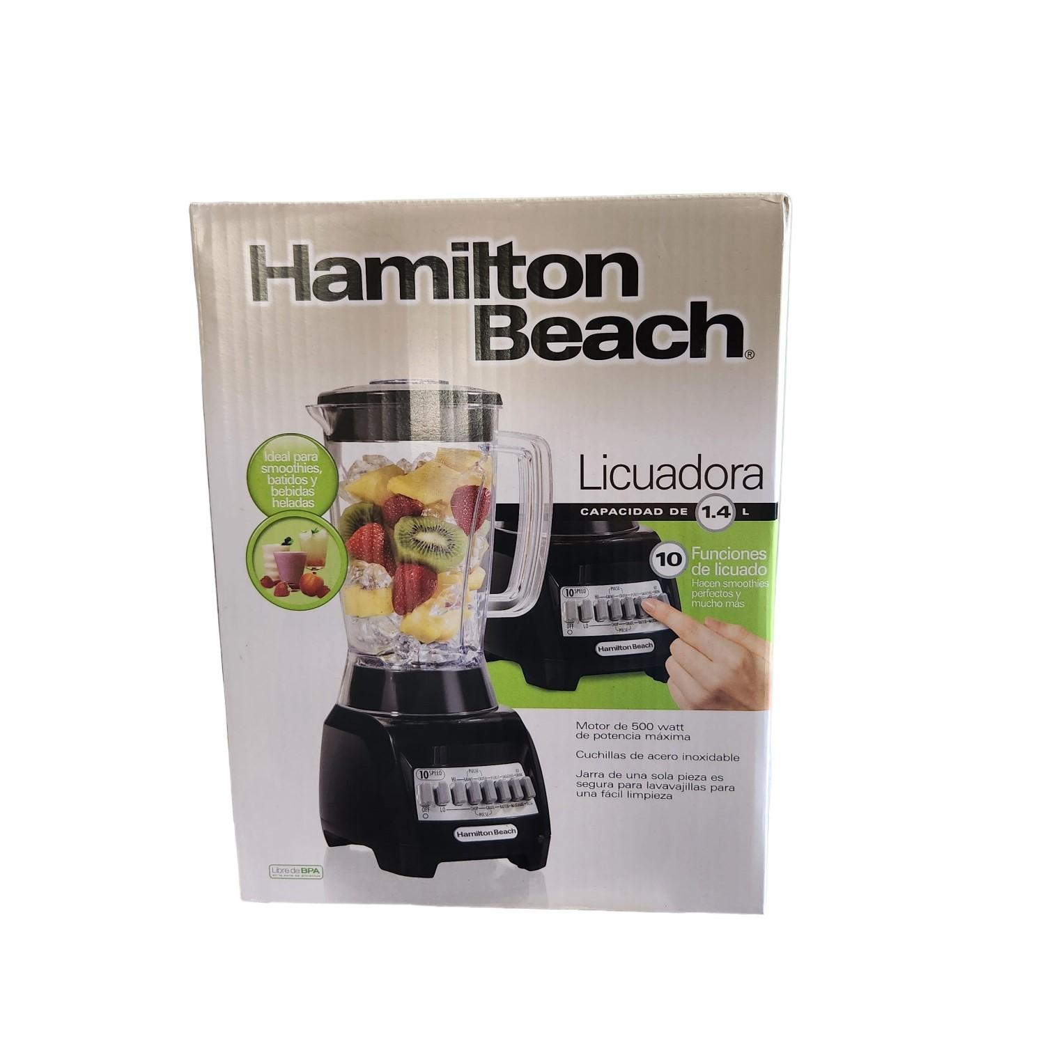 Licuadora de 10 Velocidades MOD.50128 500 W, Jarra plástica. Color negro,  M/Hamilton Beach.