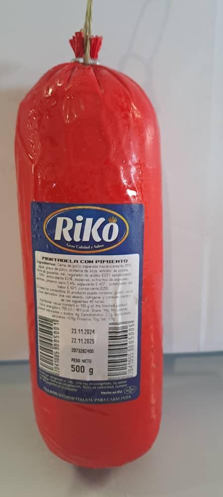 MORTADELA CON PIMIENTO DULCE 500GR   M/RIKO
