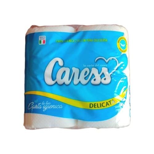 PAPEL HIGIENICO DELICADA  2 HOJAS M/CARESS, 4 ROLLOS