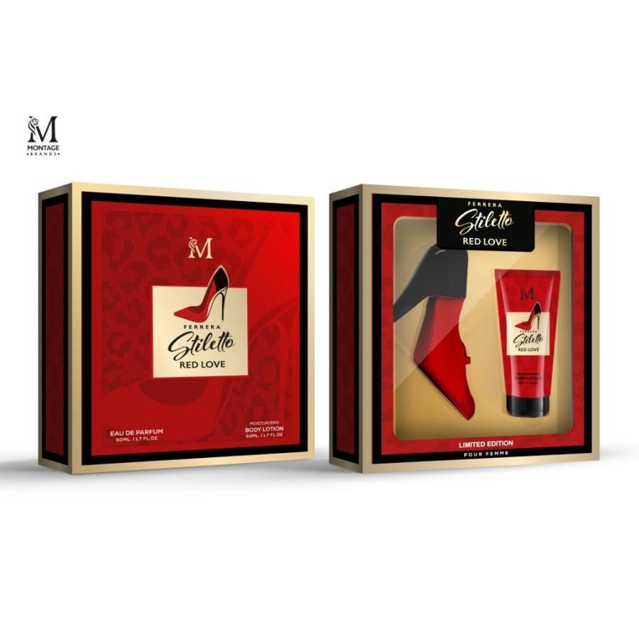 Perfume ferrera stiletto red love 50ml +  crema corporal 50ml mujer
