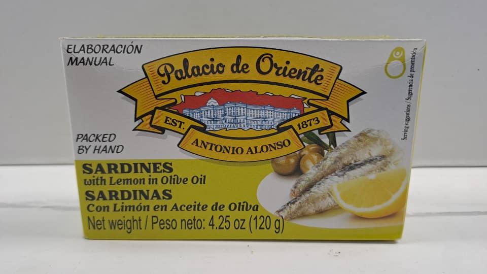 SARDINAS C/LIMON EN ACEITE DE OLIVA 4.25 OZ PALACIO DE ORIENTE M/GOYA