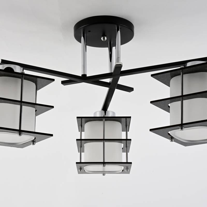 LAMPARA 3 BOMBILLAS DE TECHO VIDRIO Y ME TAL  MOD.56