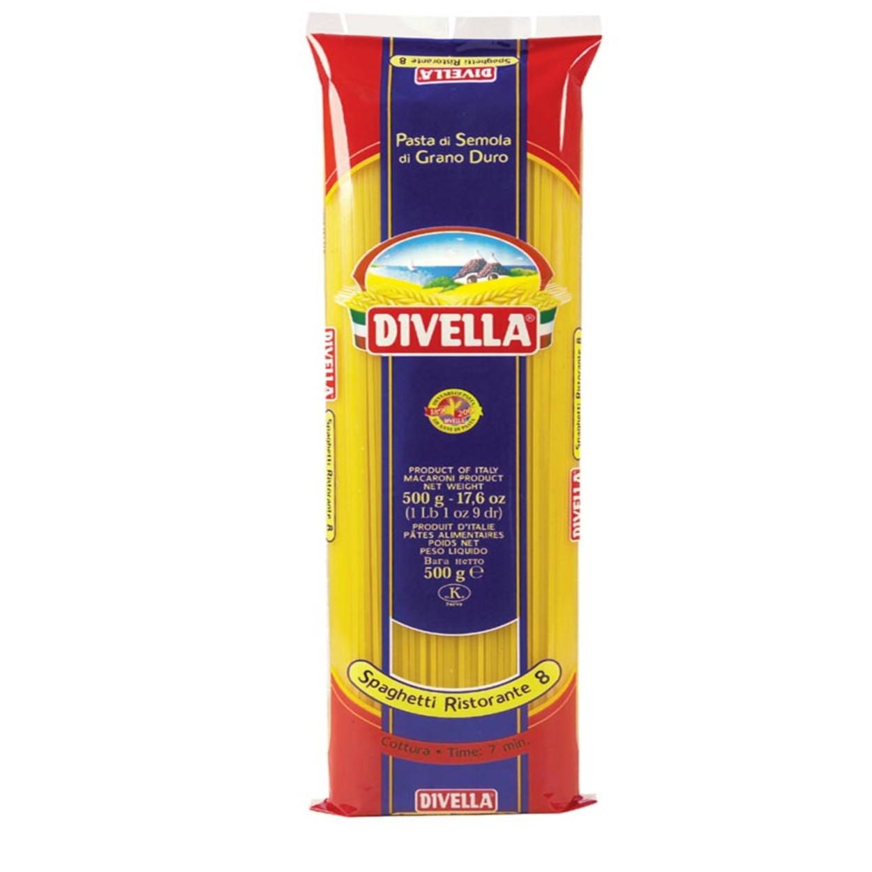 DIVELLA PASTA ESPAGUETIS NO.8  500GR