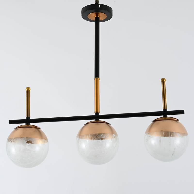 LAMPARA 3 BOMBILLAS DE TECHO VIDRIO Y ME TAL MOD.55