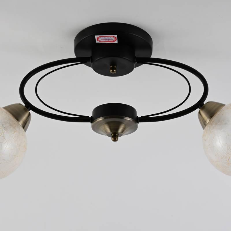 LAMPARA 2 BOMBILLAS DE TECHO VIDRIO Y ME TAL MOD.52