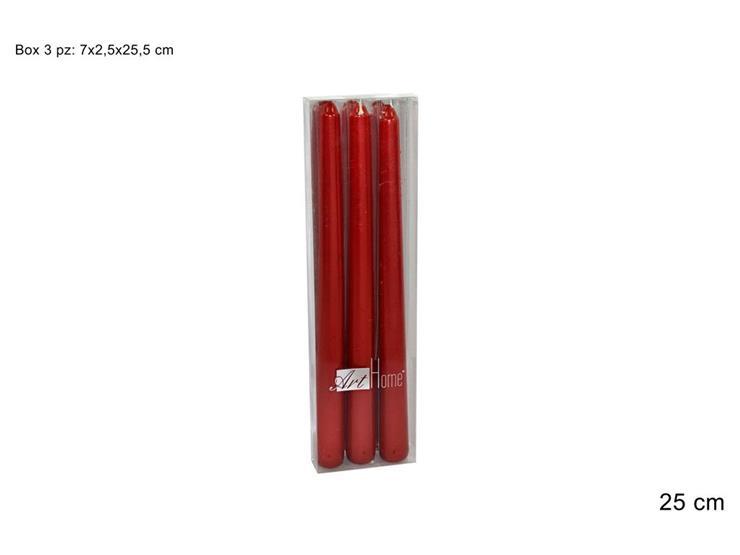 Vela lisa 25 cm 3 unidades rojo